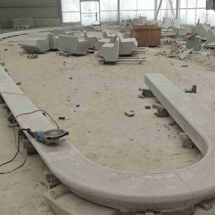 长沙 芝麻白花岗岩弧形花坛石，坐凳石