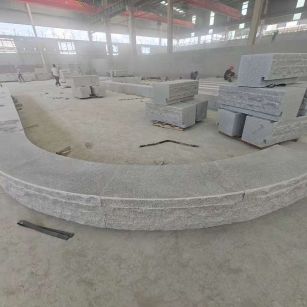 长沙 芝麻白异形坐凳，自然面光面弧形加工