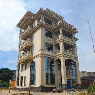 长沙 黄金麻花岗岩石材别墅外墙干挂搭配（雕花栏杆花瓶柱门楼罗马柱）