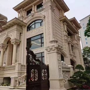 长沙 黄金麻花岗岩别墅外墙干挂效果展示