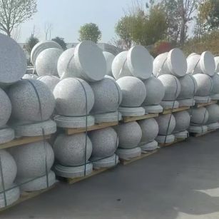 长沙 白麻花岗岩石材圆球，石球，挡车球，隔离球，景观石球，风水球等