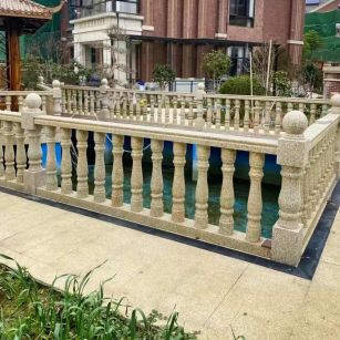 长沙黄金麻花岗岩石材栏杆，扶手，将军柱，花瓶柱