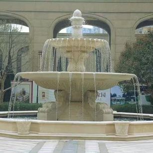 长沙 黄金麻花岗岩异型加工——户外庭院石雕流水喷泉