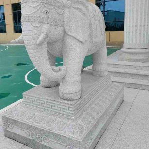 长沙 白麻花岗岩动物异形石雕-大象
