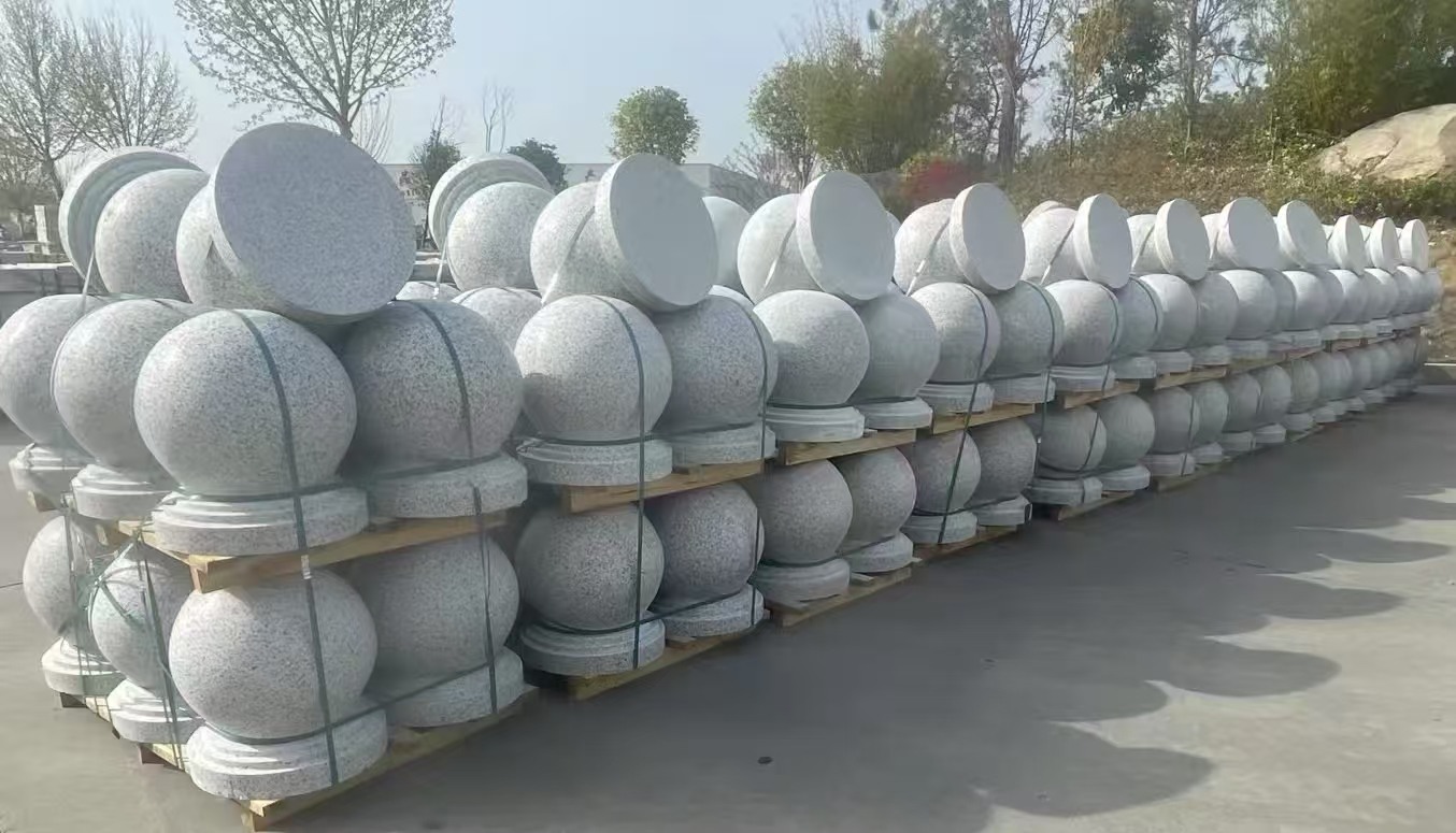 长沙 白麻花岗岩石材圆球，石球，挡车球，隔离球，景观石球，风水球等
