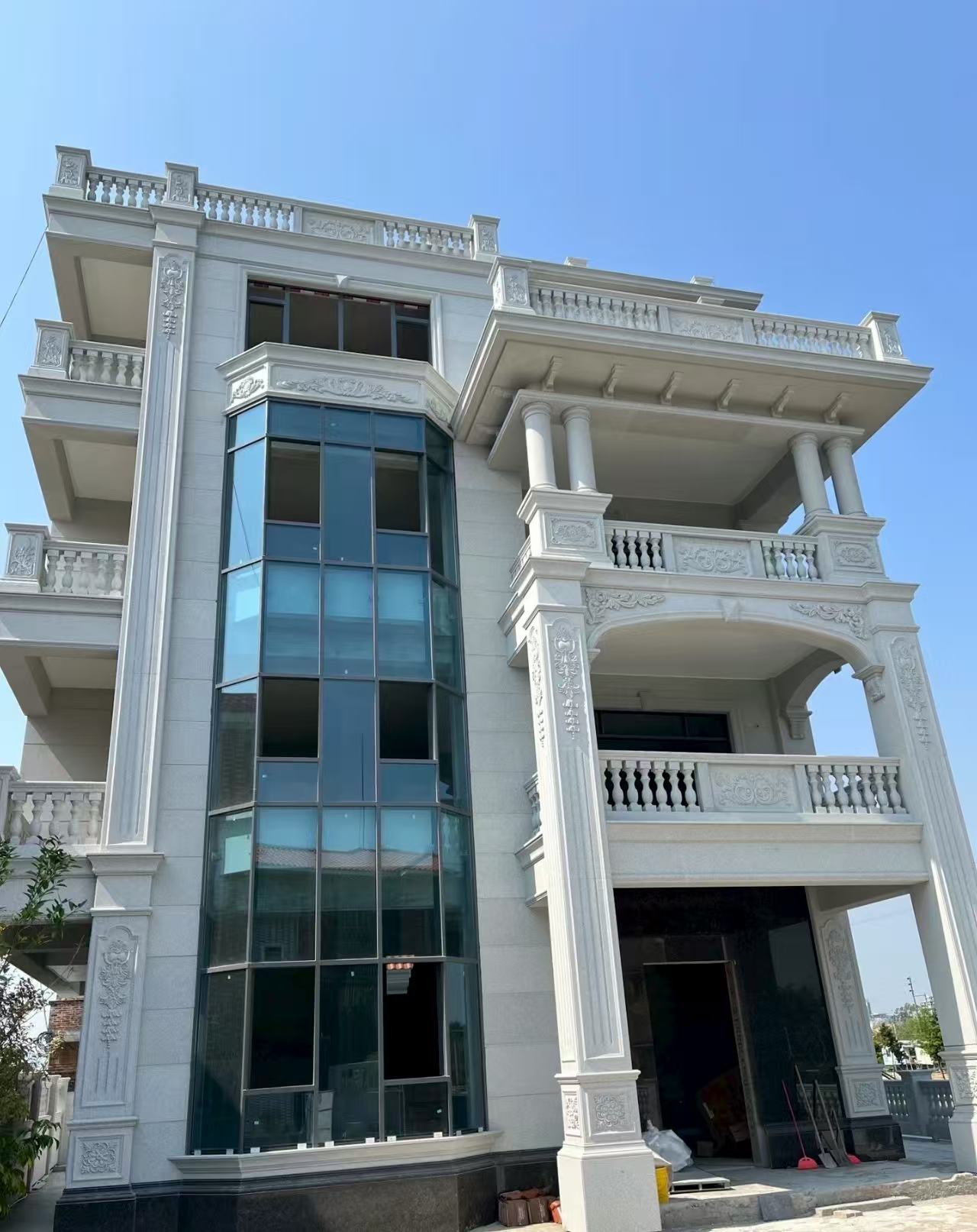 长沙 白麻花岗岩别墅外墙干挂效果展示