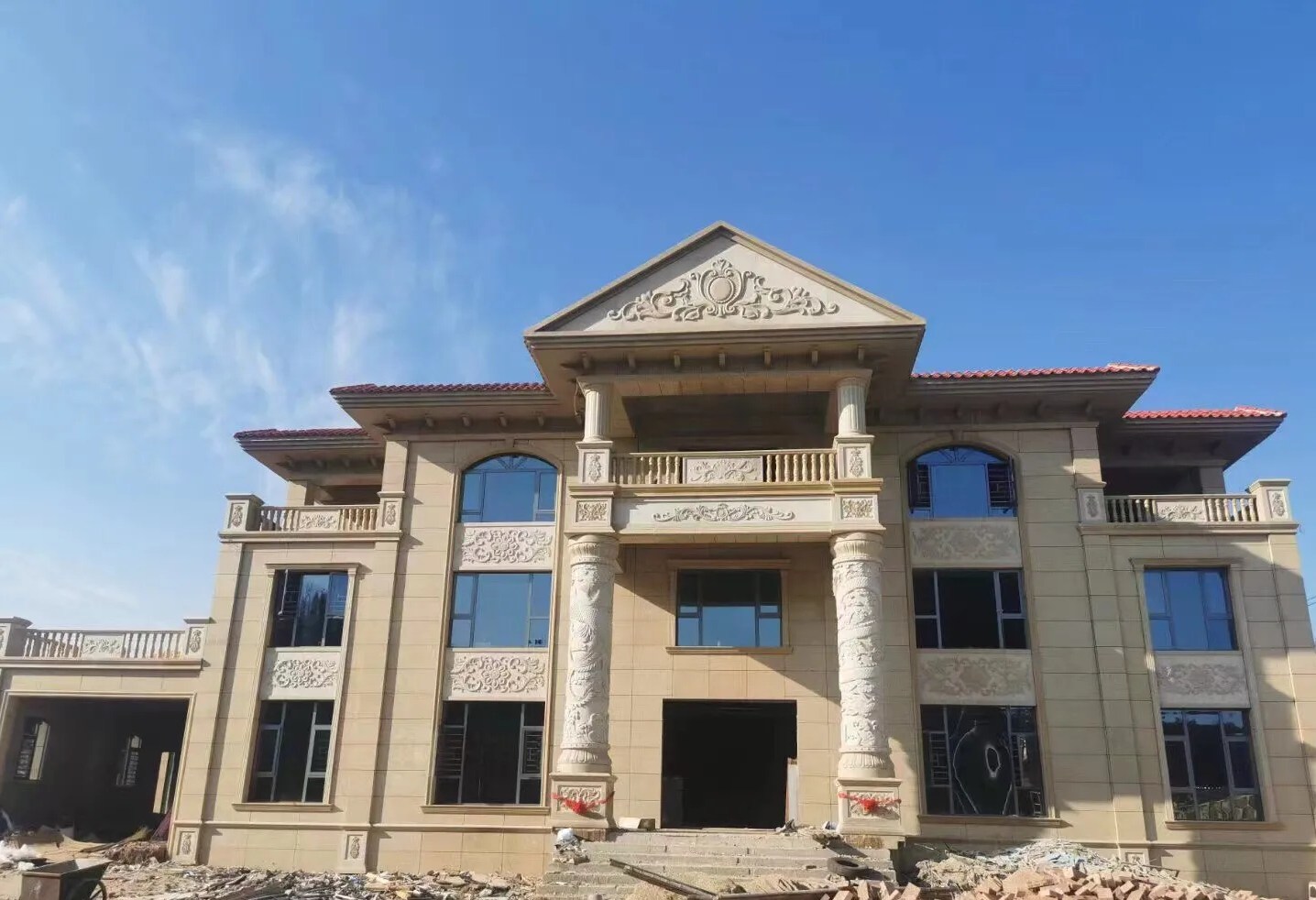 长沙 黄金麻花岗岩别墅外墙干挂