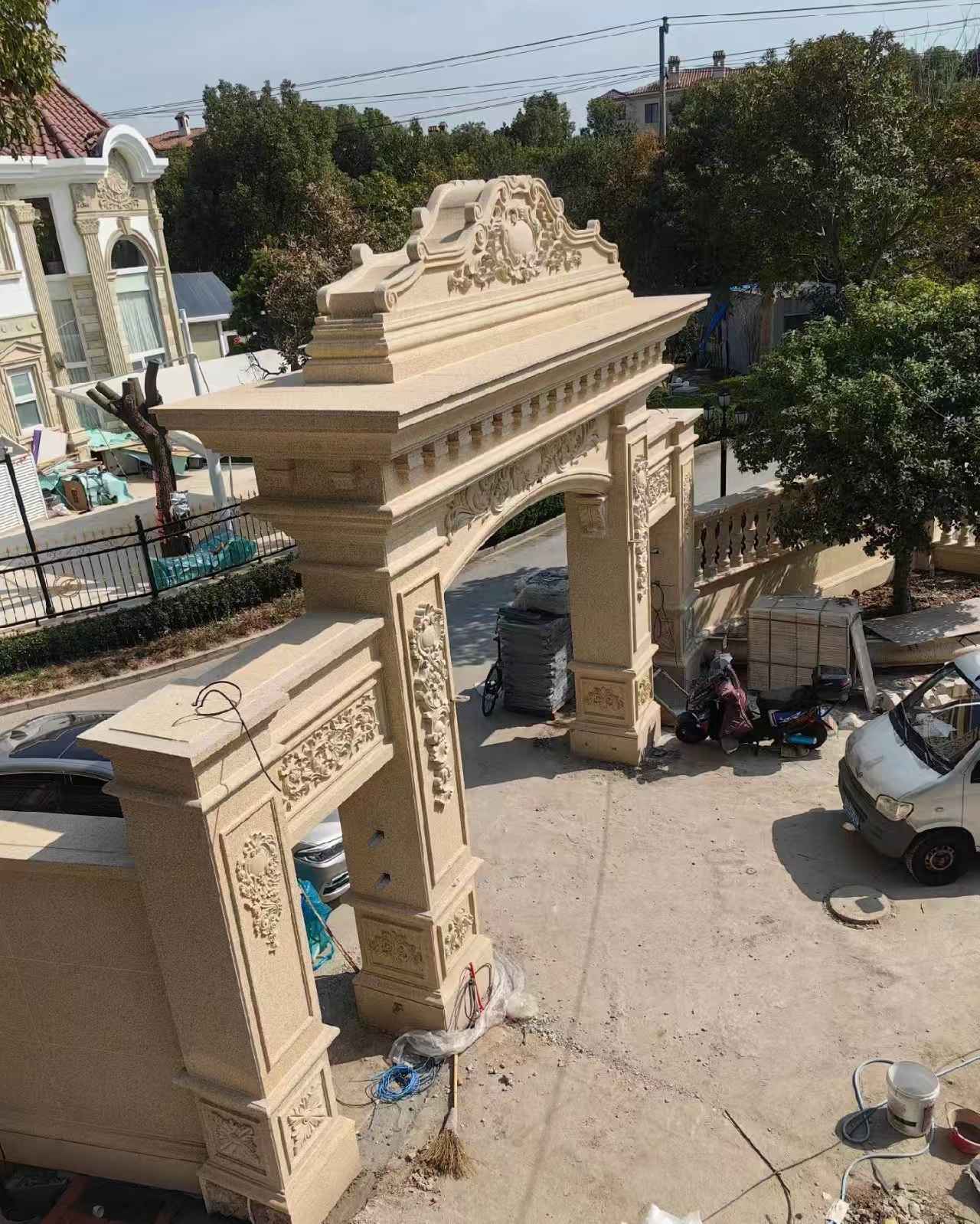 长沙 黄金麻荔枝面花岗岩别墅门楼