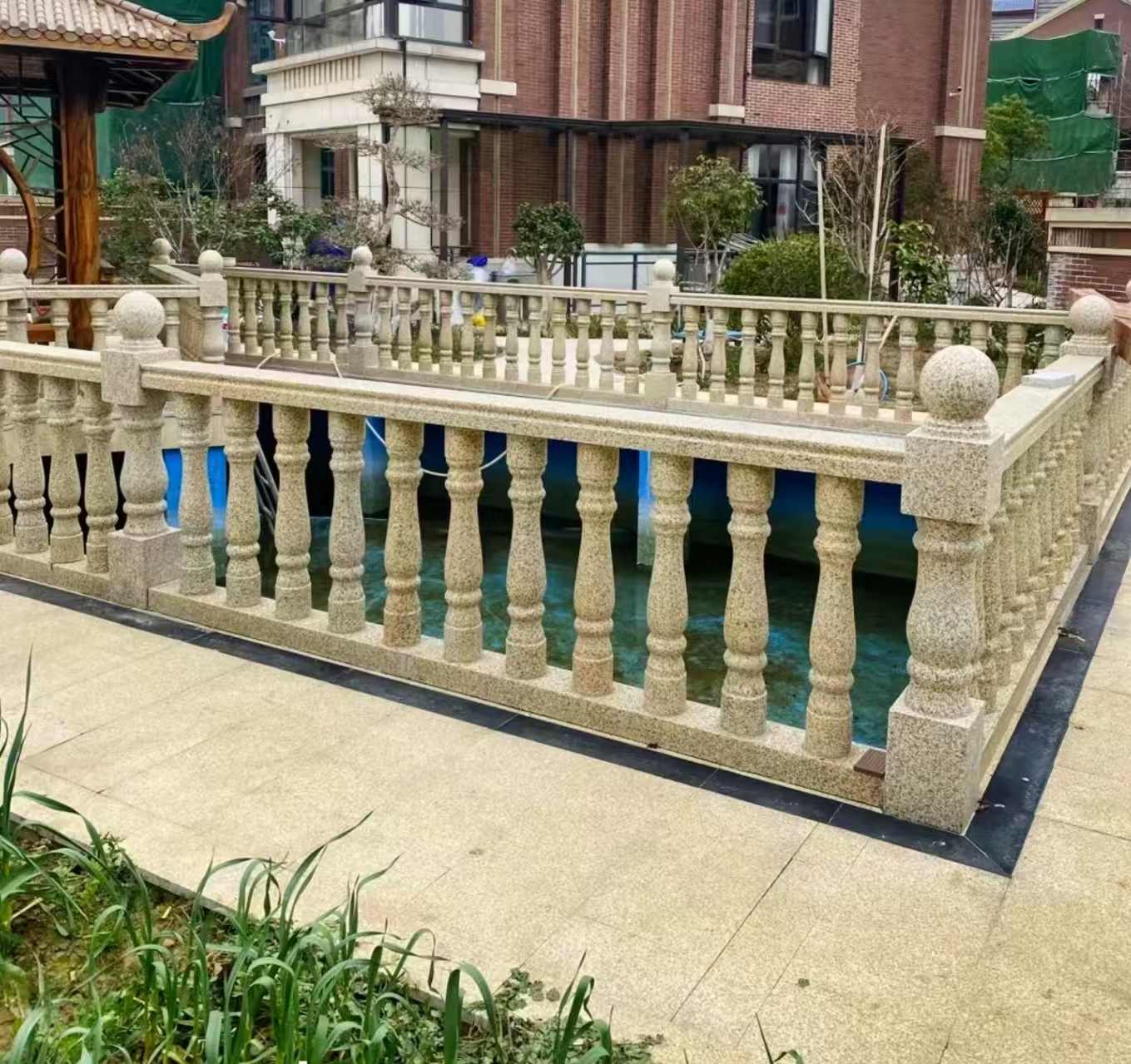 长沙黄金麻花岗岩石材栏杆，扶手，将军柱，花瓶柱