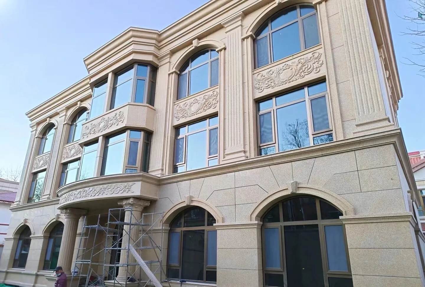 长沙 黄金麻花岗岩别墅外墙干挂